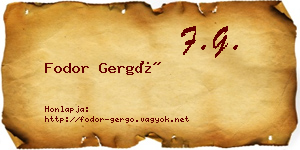 Fodor Gergő névjegykártya